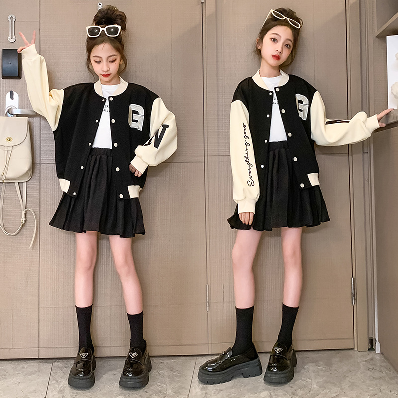 Girls' Set 2023 New Korean Spring and Autumn Edition Mid size Children's Internet Red Fashionable_voghion.com