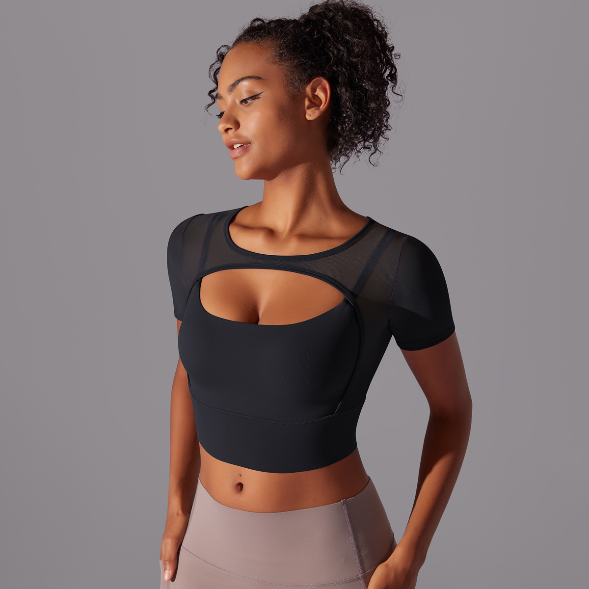 182g Weight Short Sleeve Sleeve Length Pullovers Placket Type Nylon, Spandex Fabric Type Short Top Length T-shirt Tops Type Yoga, Sports Occasion Round Neck Neckline Solid Color Pattern Women Gender Hollow Out Craft Fitness Sport Style Solid Color Nylon Spandex Round Neck Hollow Out Active Tops T-shirt 35