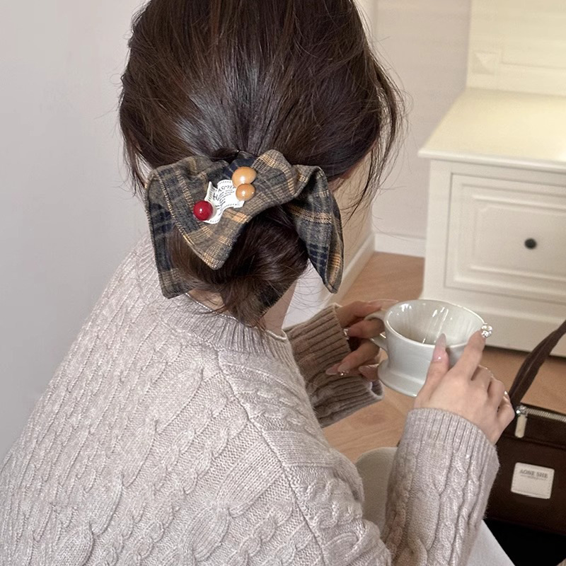 Toallas cuadradas de alta sensación arco intestino grueso anillo de cabello red rojo 2025 nuevo caballo de cola alta cuerda de cabello de niñas correa de cabello