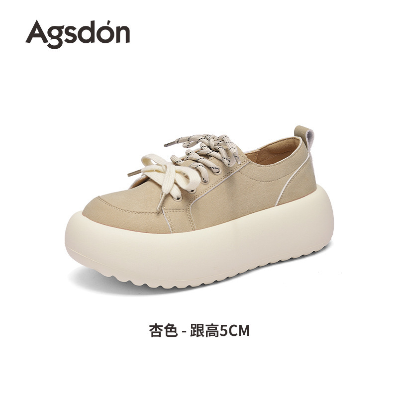 奥古狮登休闲鞋女2025新款秋季厚底大头面包德训鞋复古运动小白鞋|undefined
