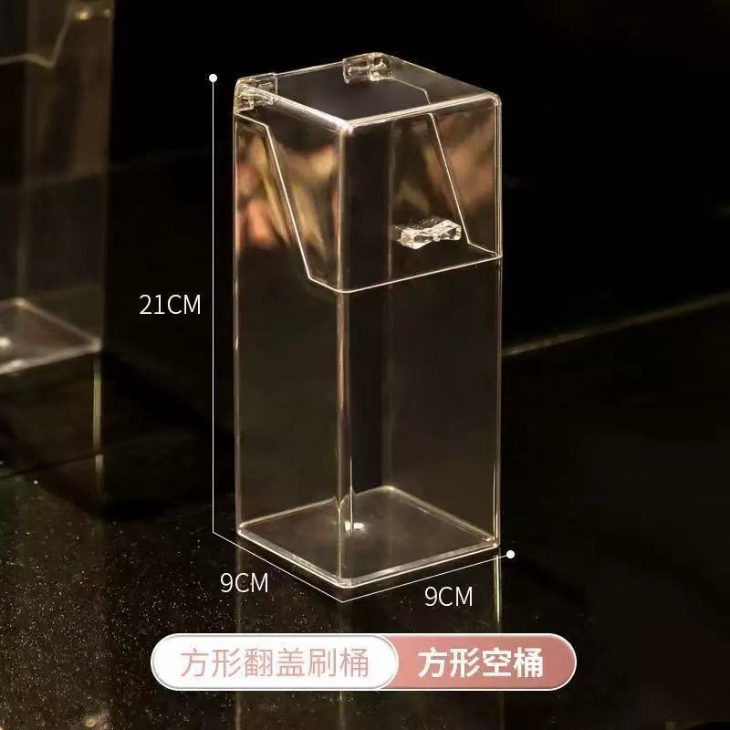 アクリル収納バケツデスクトップ蓋付き透明多層防塵収納ボックス化粧ブラシカスタム用品プラスチックペンホルダー|undefined