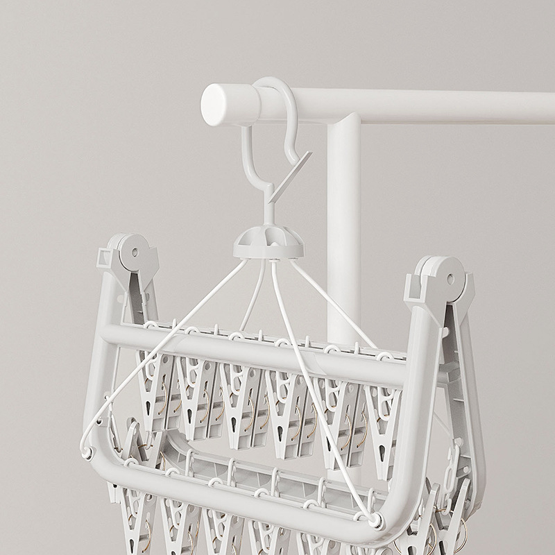 Multi-clip percha de secado sin agujeros calcetines de secado ropa interior plegable plástico casero colgante balcón percha de secado artefacto