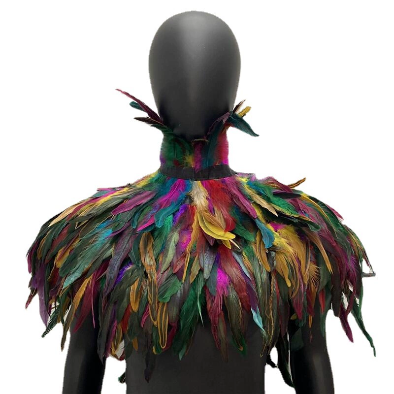 Feather Cape Collar, 120 cm, Multi‑color Costume Accessory (includes white goose feathers)