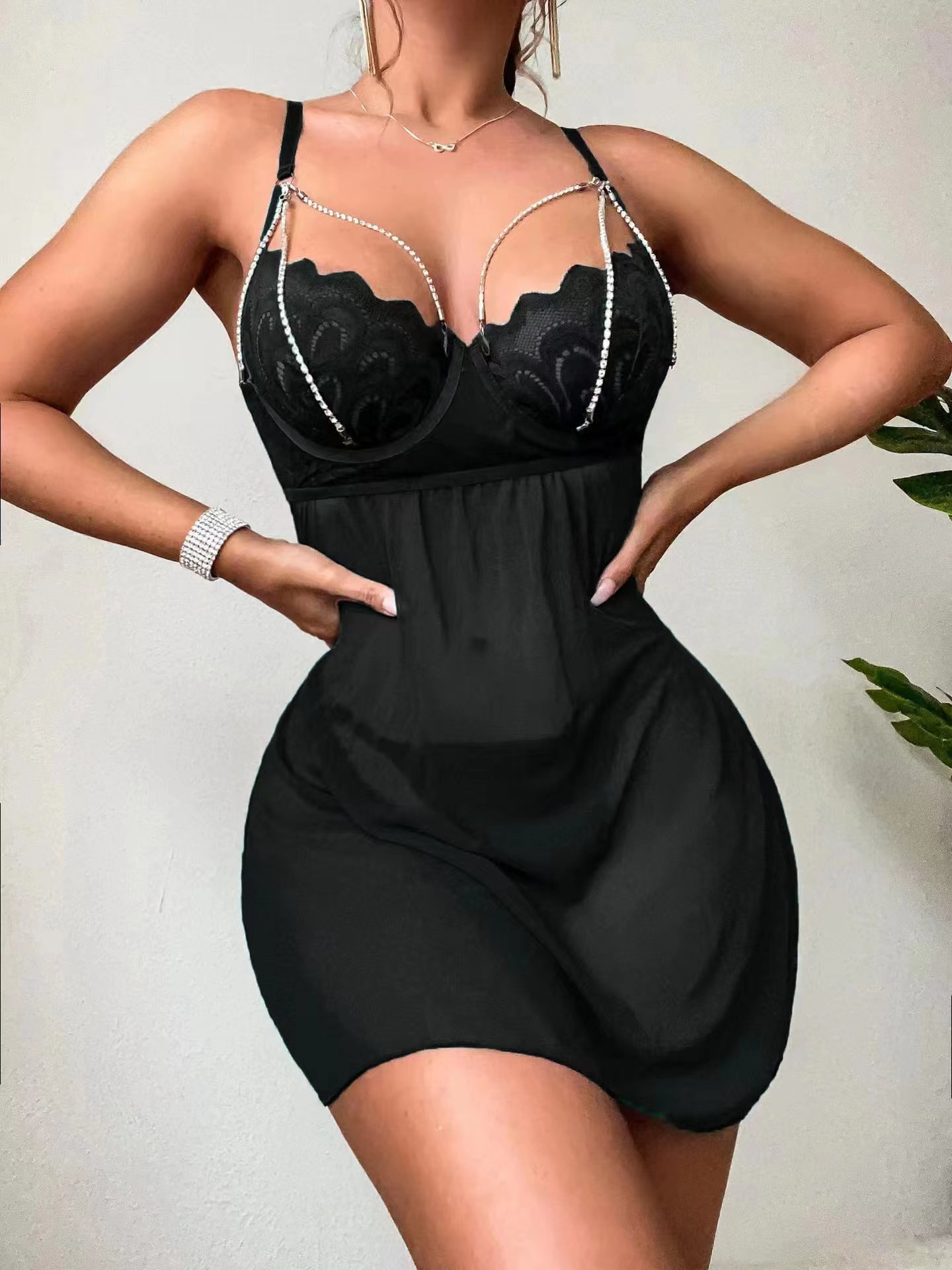 115g Weight Sexy Feel Of Sensation Sleeveless Sleeve Length Sexy Lingerie Lingerie Type Women's Lady Sexy Solid Color Skirt Sets Home Daily Sleeping Sexy Lingerie