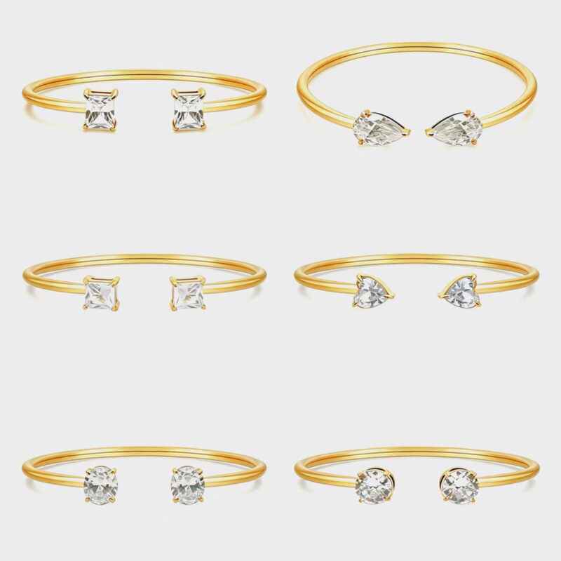 European and American Fashion Simple Square Zircon Stainless Steel Bracelet Swing Hollow Open Adjustable Electroplated 18K Gold Bracelet European and American Fashion Simple Square Zircon Stainless Steel Bracelet Swing Hollow Open Adjustable Electroplated 18K Gold Bracelet