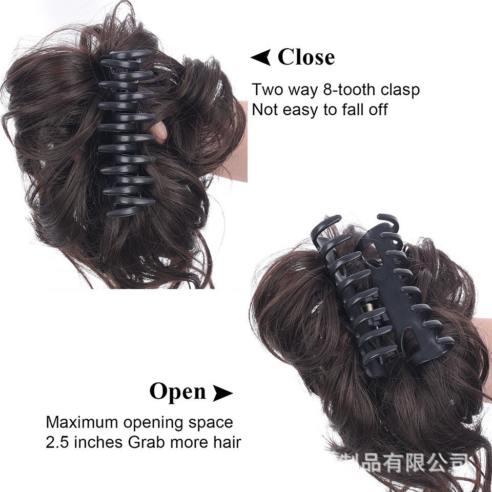 Lazy Wind Grab Clip Flower Bud Ball Head Women's Natural Fluffy Long Whiskers Hair Pack Wig Set Ponytail Wig Ring Hairpin
