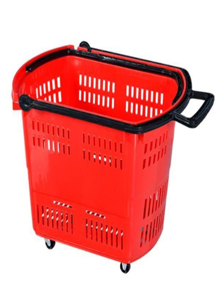 E0PB批发超市购物篮购物车拉杆塑料购物框手拉车小拖车购物家用买