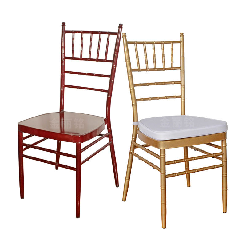 Fábrica al por mayor metal hierro Hotel banquete comedor silla oro blanco al aire libre boda silla Europea Silla de Bambú