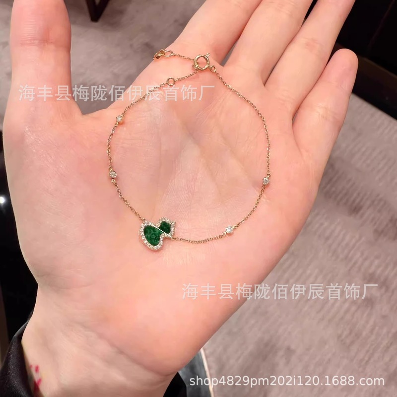 New 18K Gold Kirin Gourd Bracelet Carnelian White Mother-Of-Pearl Men's and Women's Rose Gold Diamond Bracelet Couple Gift