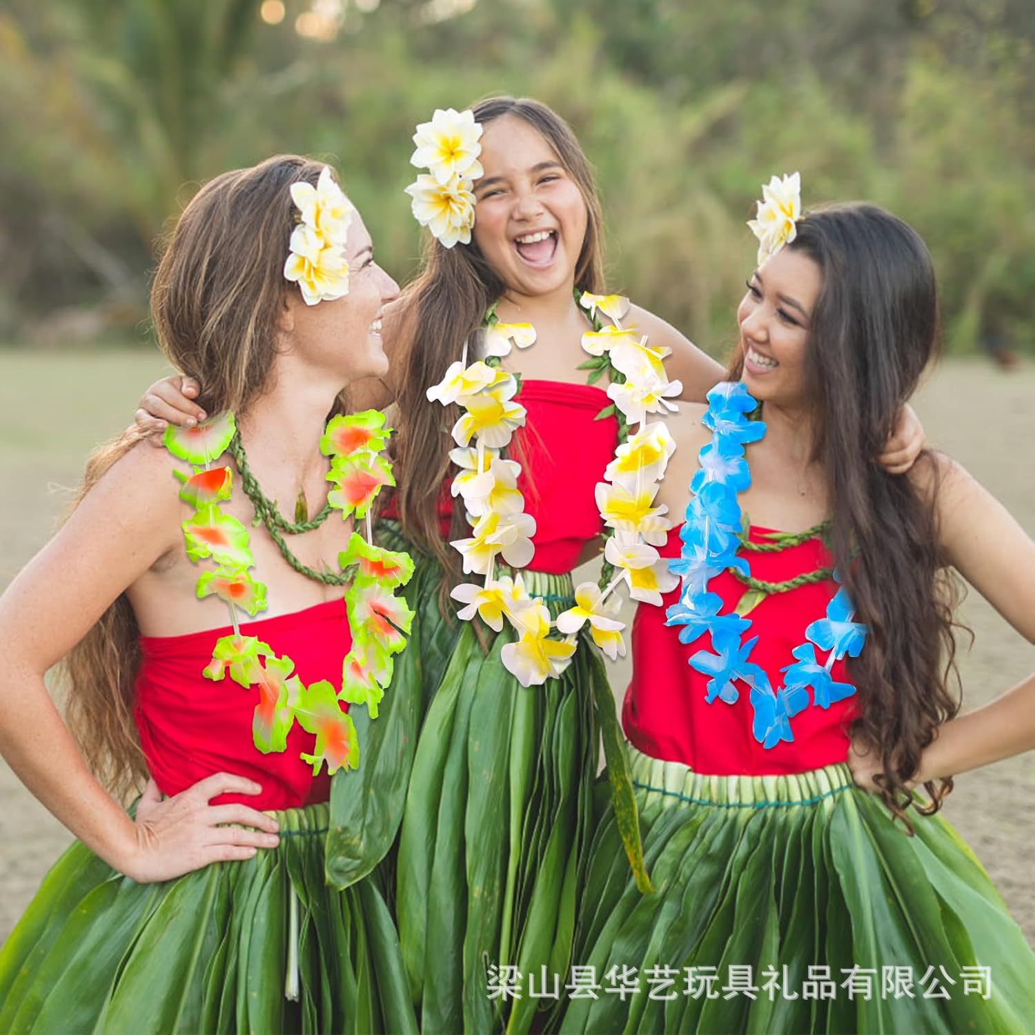 Fabricante al por mayor guirlanda de poliéster hecha a mano guirlanda de flores coloridas guirlanda de flores hawaianas coloridas
