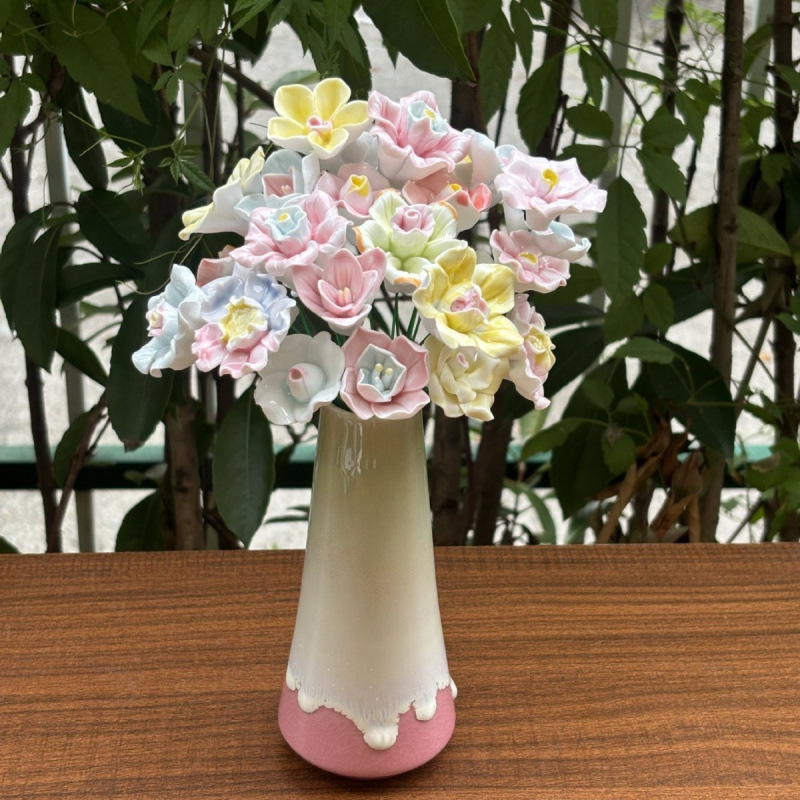 景德镇高温手工陶瓷花朵批发花瓶装饰花束送女友礼物|undefined