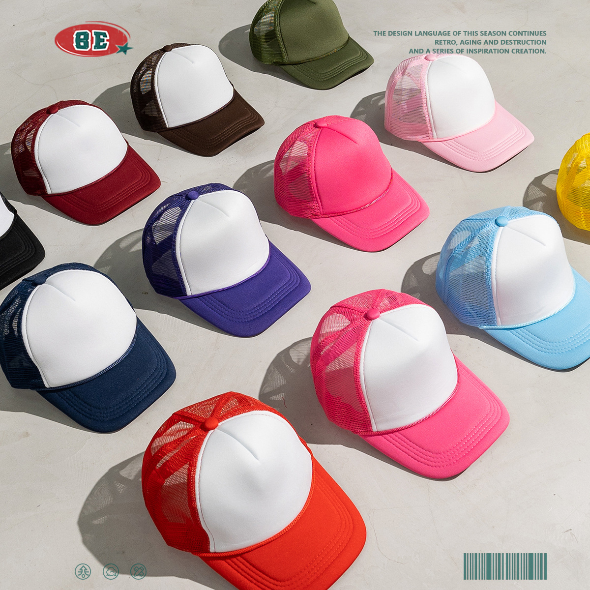 BE ropa de Hombre | 2023 nuevo camión dopamina malla básica retro motocicleta gorra moda marca gorra de béisbol hombres y mujeres