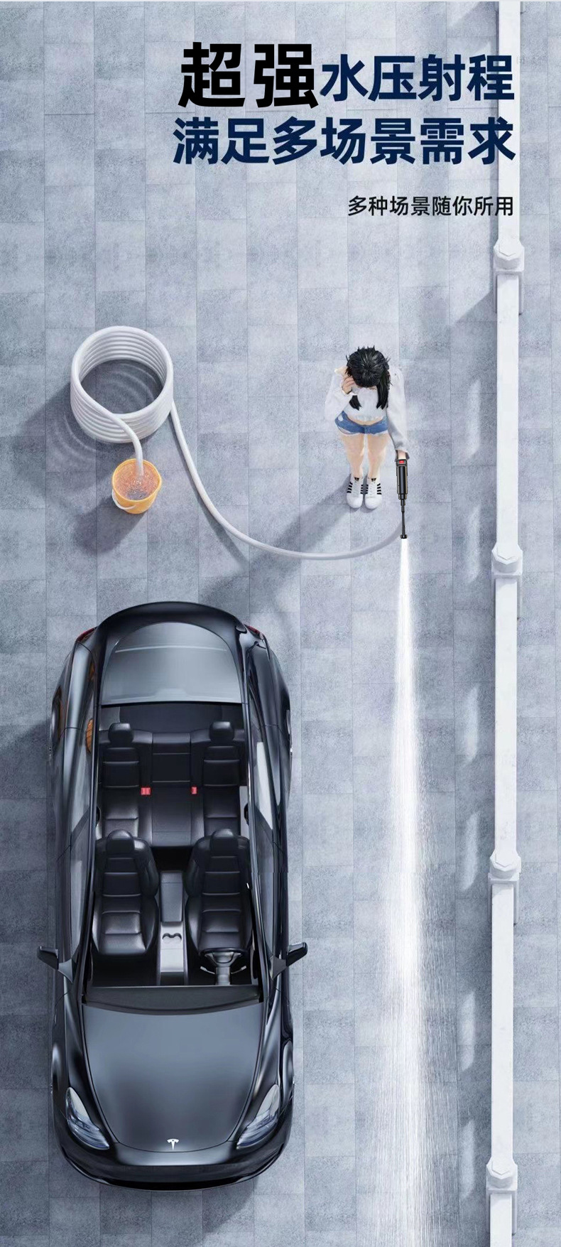 Car Wash Machine, Four-Season Wireless High-Pressure Lithium Battery Portable High-Pressure Water Gun, Rechargeable Car Wash, Watering Flowers, Household Water Pump Cleaner