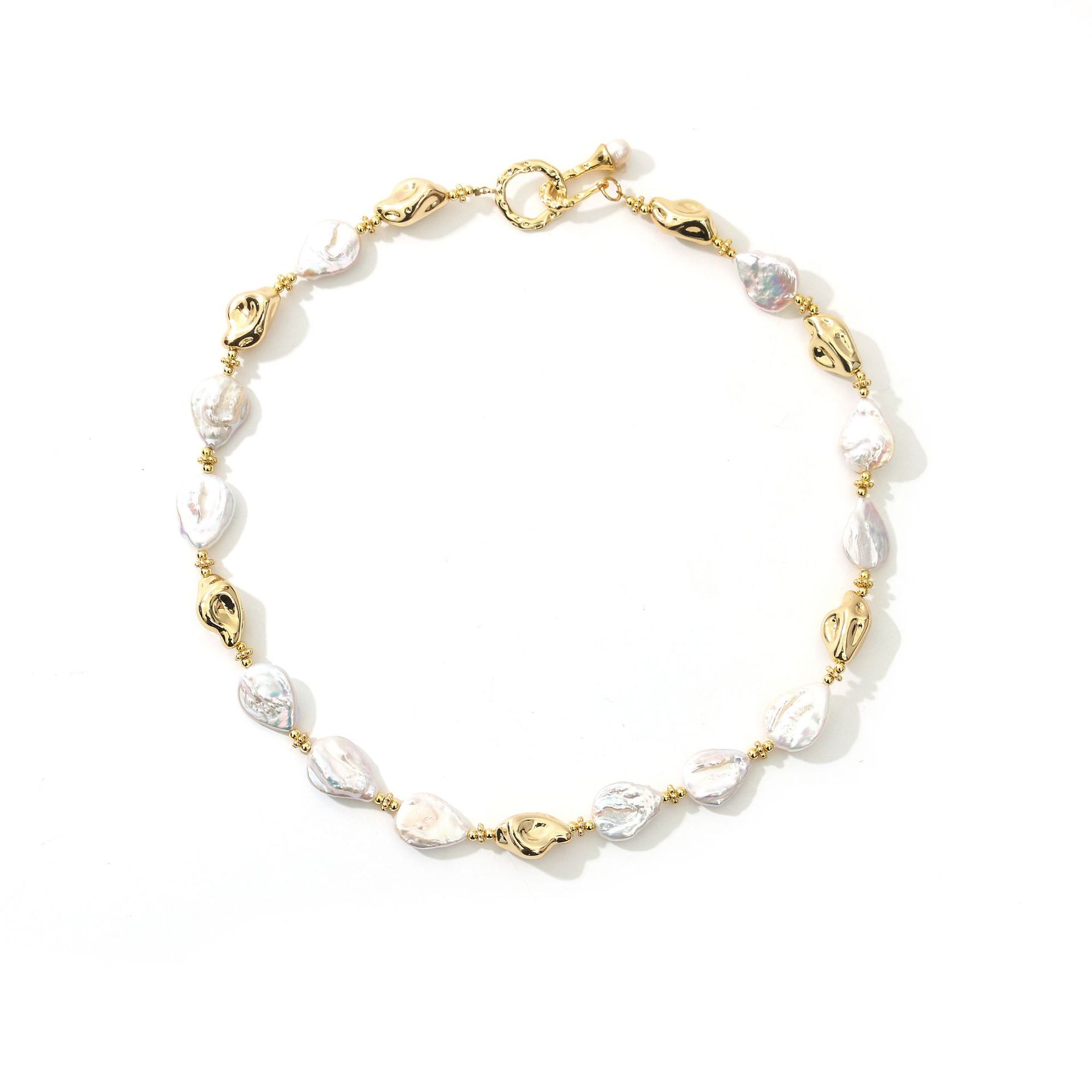 Retro U Shape Freshwater Pearl Copper Beaded Women's Bracelets Necklace display picture 6