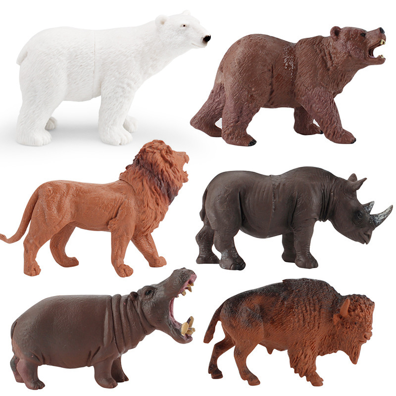Niños educativos modelo animal cognitivo adornos hipopótamo León cebra rinoceronte mamíferos salvajes conjunto de 12 piezas