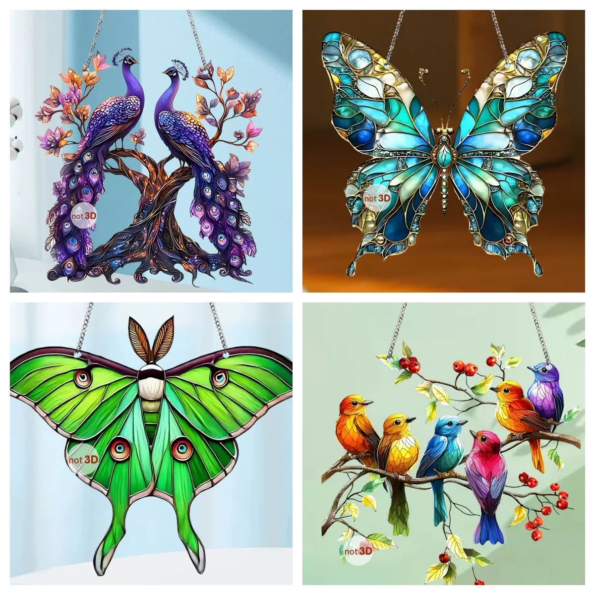 Популярный трансграничный декор для окон и крыльца: подвесная подвеска с бабочкой Феникс, разноцветная птица, 2D акрил, для улицы и дома