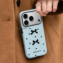 外贸专供波点蝴蝶结手机壳iphone16pm双层保护套苹果17菲林壳硬壳