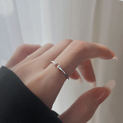 鑲鑽小貓爪戒指女款素圈指環小眾設計冷淡風簡約氣質食指戒開口戒