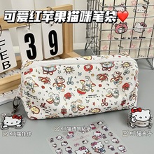 卡通苹果笔袋ins高颜值可爱学生大容量文具少女收纳袋化妆包便宜