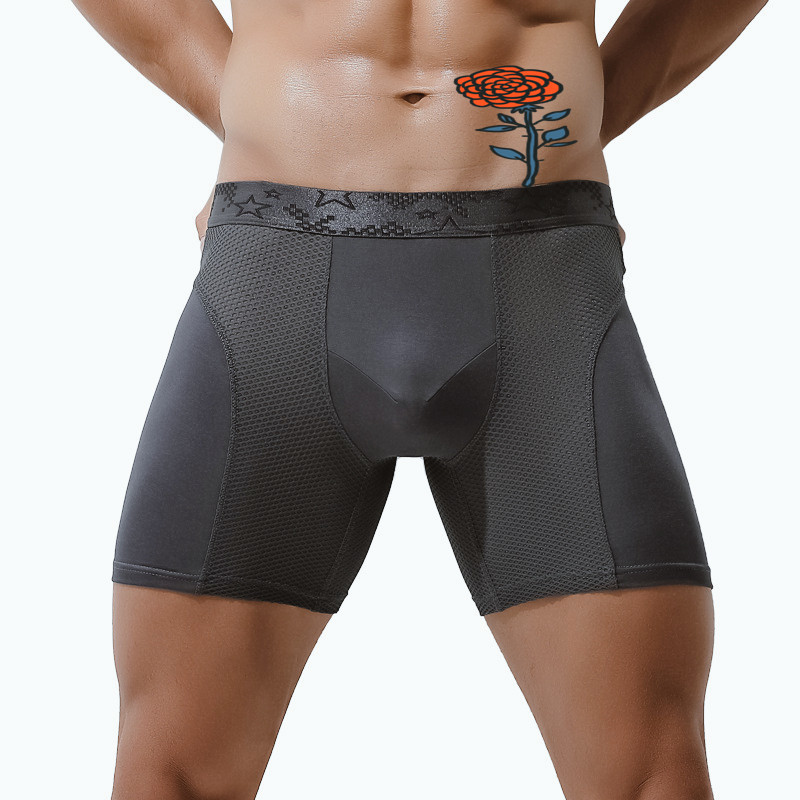 Men's New Intimates Export Intimates Long Boxer Briefs Double Layer Inner Youth Mesh Breathable Boxer Shorts