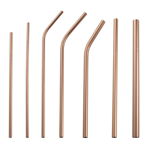 Cross-border direct selling food-grade 304 stainless steel straw set for children and adults, 316 stainless steel colorful metal straws