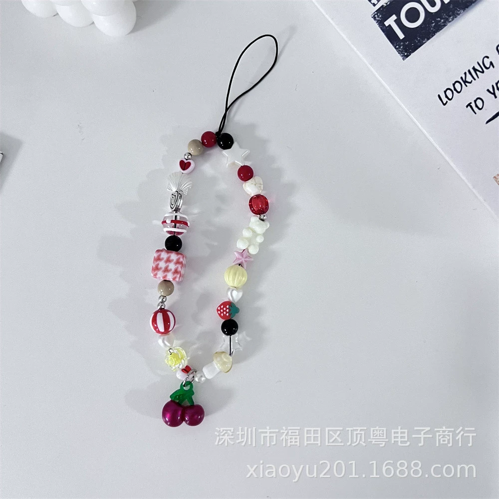 Мобильный телефон, цепь, короткий ремешок handmade, камера, подвеска, с маленькими медведями, стиль высокого качества