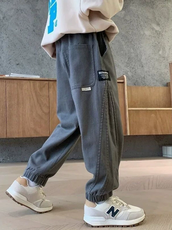 Повседневные брюки для мальчиков весна осень 2024 новый CUHK дети свободные уличные длинные брюки детская брюки прилив