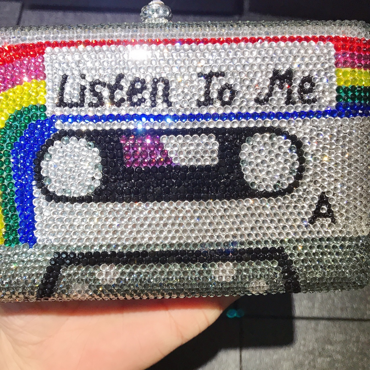 Escuchame Cintas de audio Bolsas de cena de diamantes Bolsas de nicho de banquete de cristal