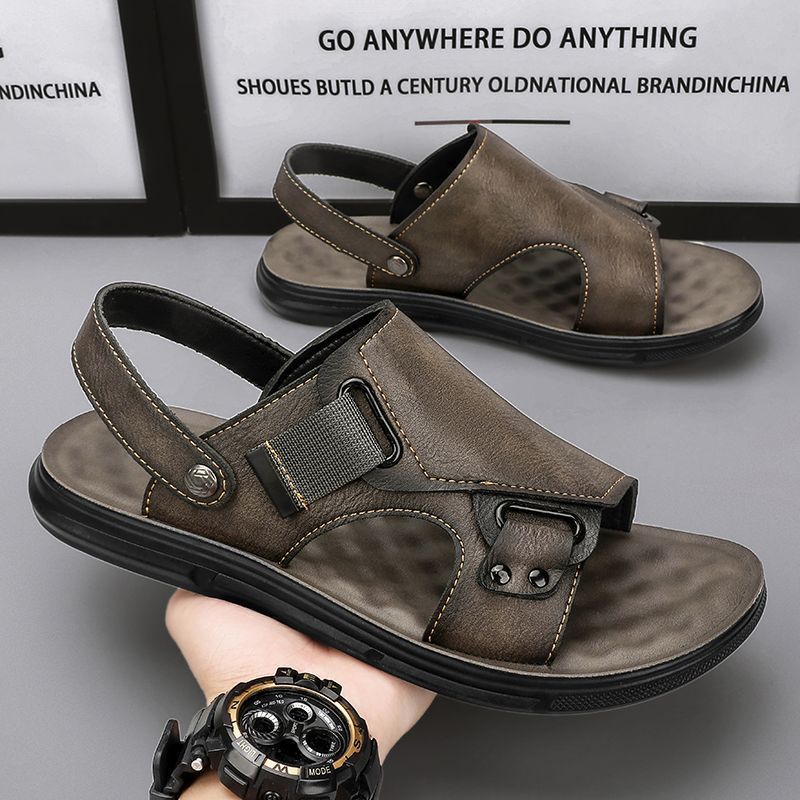 Summer New Men's Sandals Genuine Leather Cowhide Thick-soled Non-slip Beach Shoes Casual Soft-soled Dual-purpose Cool Shoes Trendy Summer New Men's Sandals Genuine Leather Cowhide Thick-soled Non-slip Beach Shoes Casual Soft-soled Dual-purpose Cool Shoes Trendy