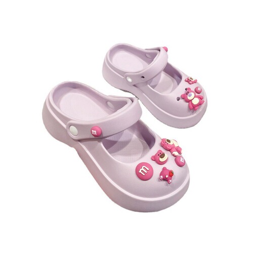 Outdoor Slippers for Women, Outside Wear, Squeaky Feel, Anti-Slip, Thick Sole, Summer New Model, Cap Toe, Half Slip-On, Havaianas Dog Hole Shoes