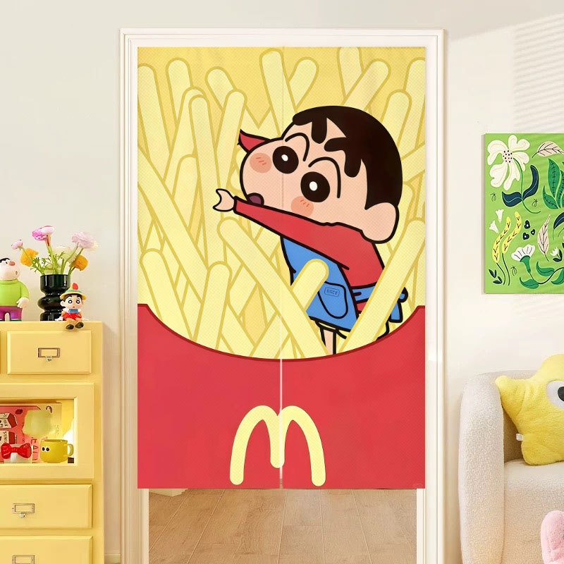 Crayon Shin-Chan Cute Cartoon Door Curtain Kidsren's Room Bedroom Decoration Curtain Kitchen Bathroom Home Punch-Free Half Curtain