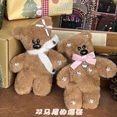 女の子用大型ぬいぐるみ風可愛いクマちゃん、黒のベルベットリボン付きヘアクリップ、オリジナルレトロ可愛いシャーククリップ