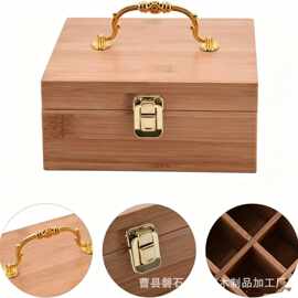 跨境木质翻盖式精油包装盒多格精油收纳盒化妆品整理箱香薰展示盒