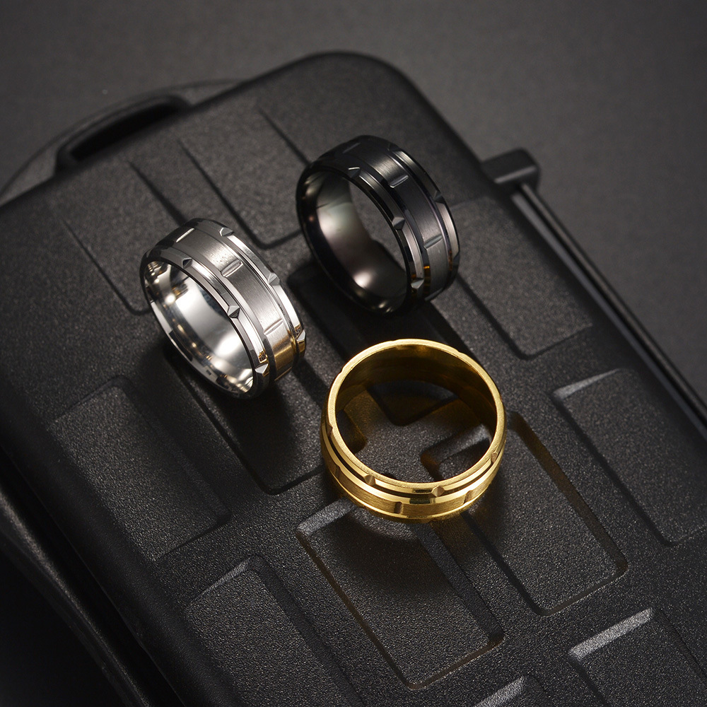 8g Weight Vacuum Plating Gold Plating Process Rings Classification 12, 13, 6 Ring Size 1 Piece Quantity Daily Occasion Titanium Steel Material Solid Color Pattern Couple, Men's Gender Plating Design Simple Style Style Couple Men's Simple Style Rings Solid Color Titanium Steel Vacuum Plating Men Band Rings 2