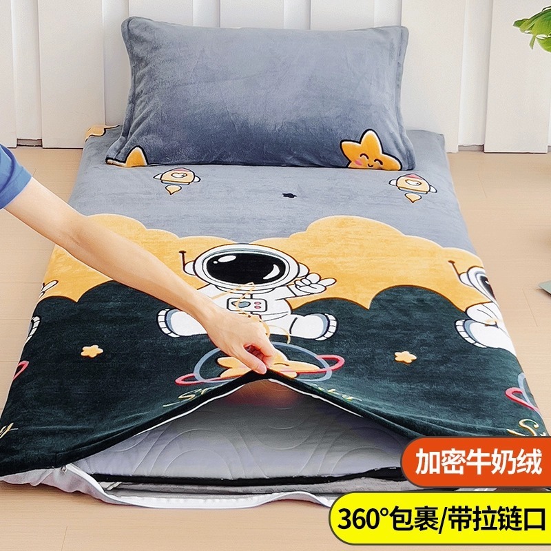 Cubierta de colchón Cubierta de colchón individual de dormitorio de estudiantes Cubierta de edredón pequeño de terciopelo de leche Cubierta de colchón de cama de invierno de terciopelo de coral 0,8x1,9 m