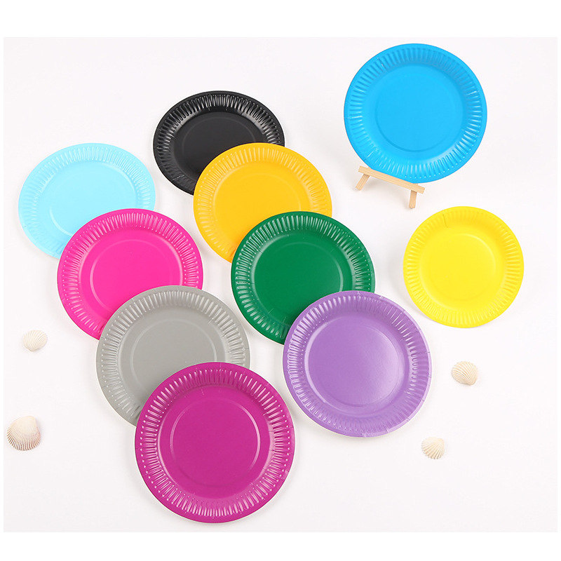 Platos de papel de un solo color de 6, 7 y 9 pulgadas, platos desechables para la cena, platos para pintar DIY para jardín de infantes, vajilla transfronteriza, ¡los más vendidos y en stock!