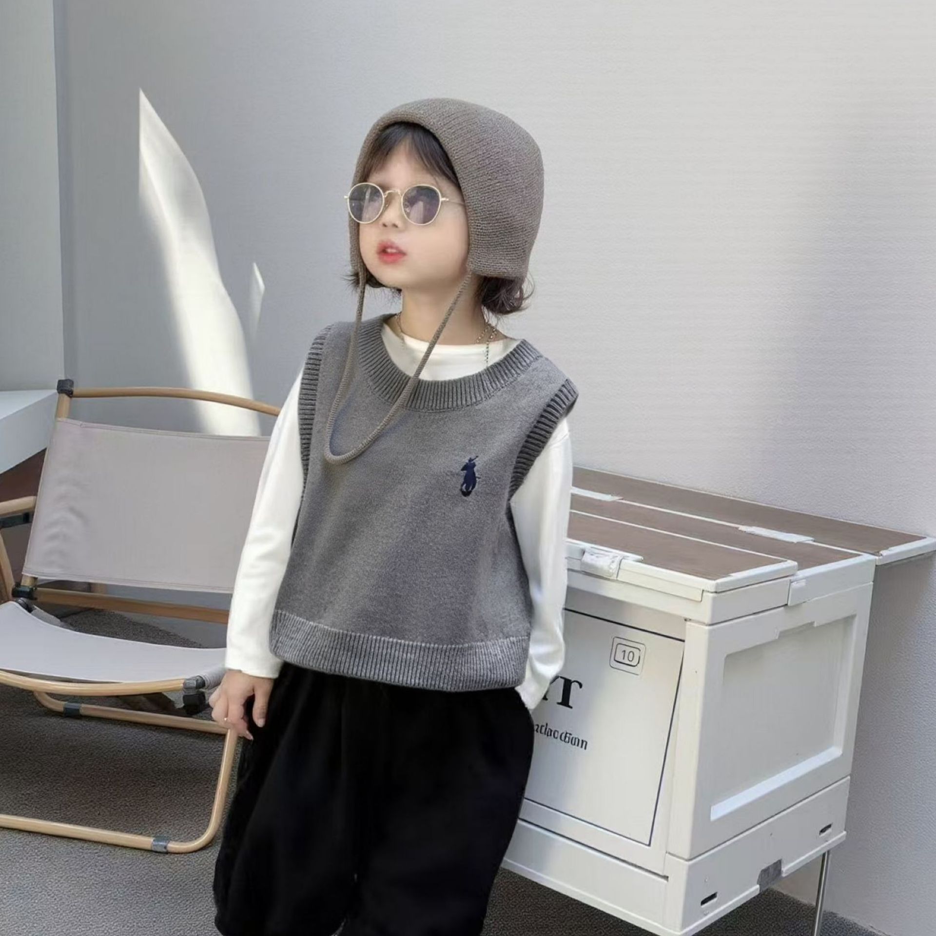 男童毛衣2025秋季新款儿童春装上衣宝宝针织马甲男孩无袖坎肩背心