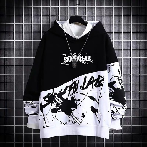 Japanese Hip-Hop Hooded Sweatshirt Men's Trendy Long-Sleeve Top Instagram Spring Loose Outerwear Streetwear Hoodie