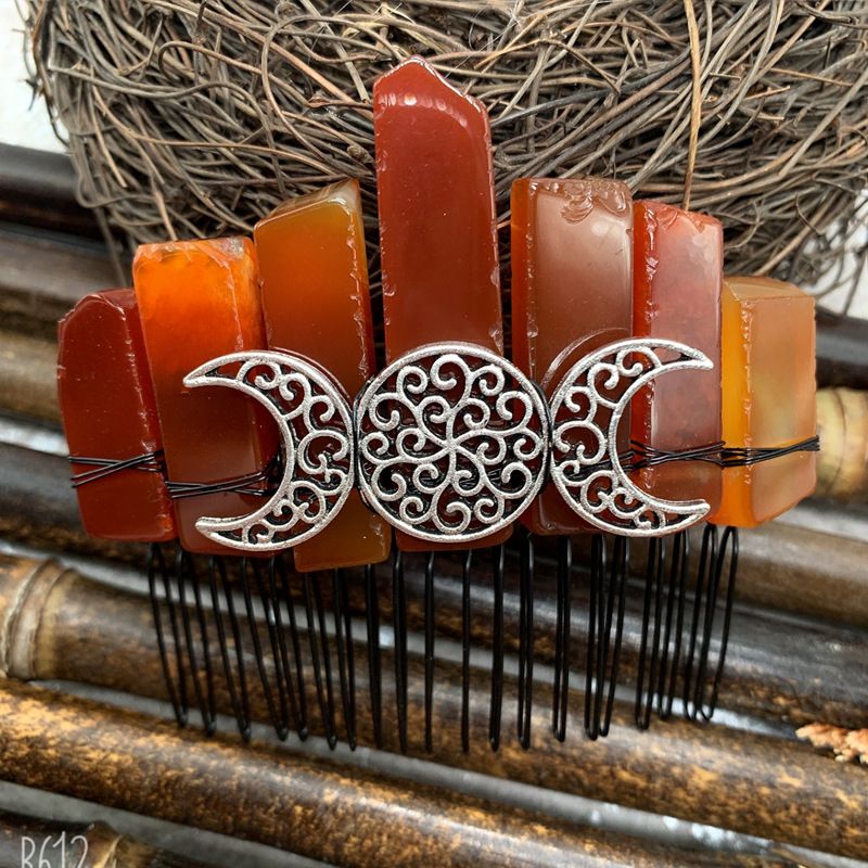 Ethnic Style Moon Crystal Handmade Insert Comb display picture 2