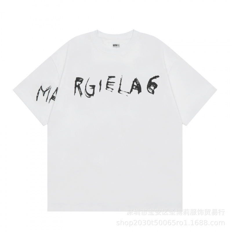 クロスボーダー メゾン マルジェラ マルジェラ デジタル プリント MM6 ピュアコットン 高品質 メンズ Tシャツ レディース 半袖 トレンド|undefined
