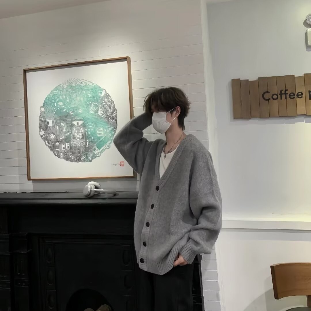 남성과 여성을 위한 가을 겨울 니트 가디건 재킷, 게으른 스타일의 브이넥 스웨터, 회색 고급 의류, 캐주얼 탑, 트렌디