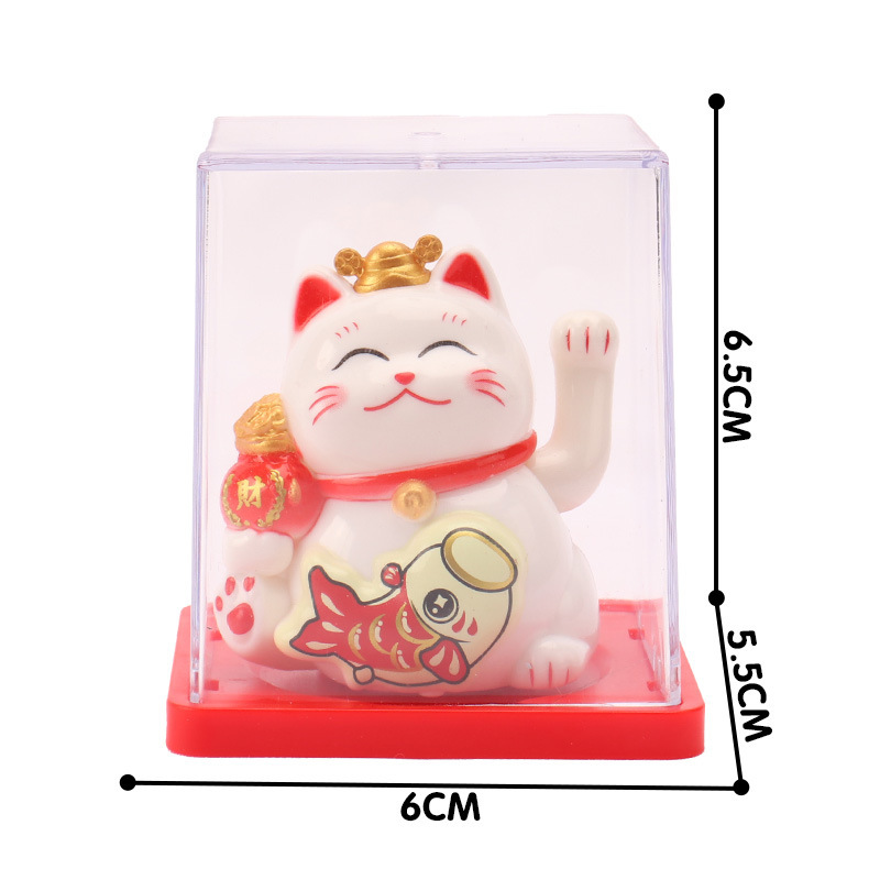 新款2寸迷你太阳能招财猫中式国潮锦鲤车载摆件蛋糕装饰办公装饰|undefined