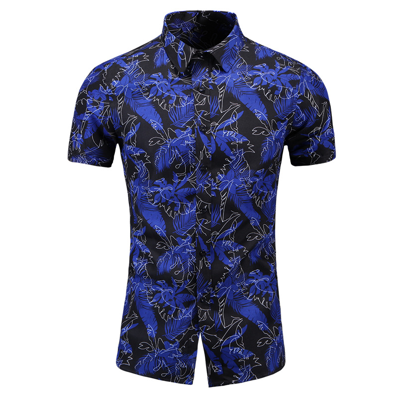 2023 Herren Slim Fit bedrucktes Kurzarmhemd, übergroßes, modisches, lässiges Strandhemd_voghion.com