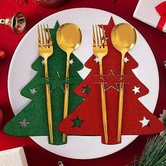 クリスマスツリー食器ナイフフォーク食器棚パーティーディナーキッチンフェルトフォークスプーン袋クリスマステーブル装飾食器袋