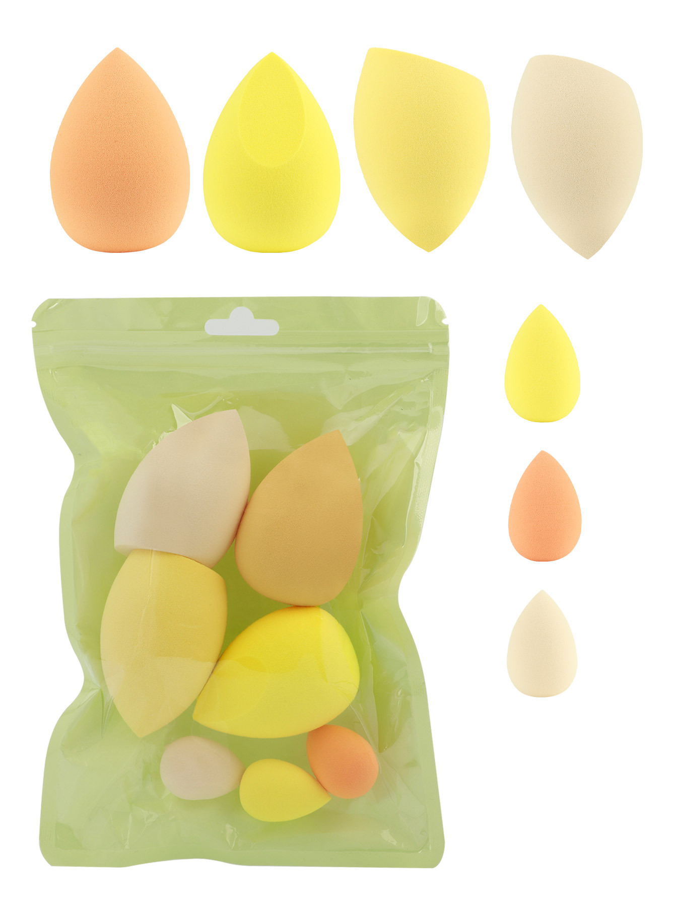 Huevos de maquillaje de macarrón transfronterizos 11 piezas de polvo conjunto de polvo de maquillaje húmedo no comer polvo esponja de maquillaje huevo de maquillaje de color