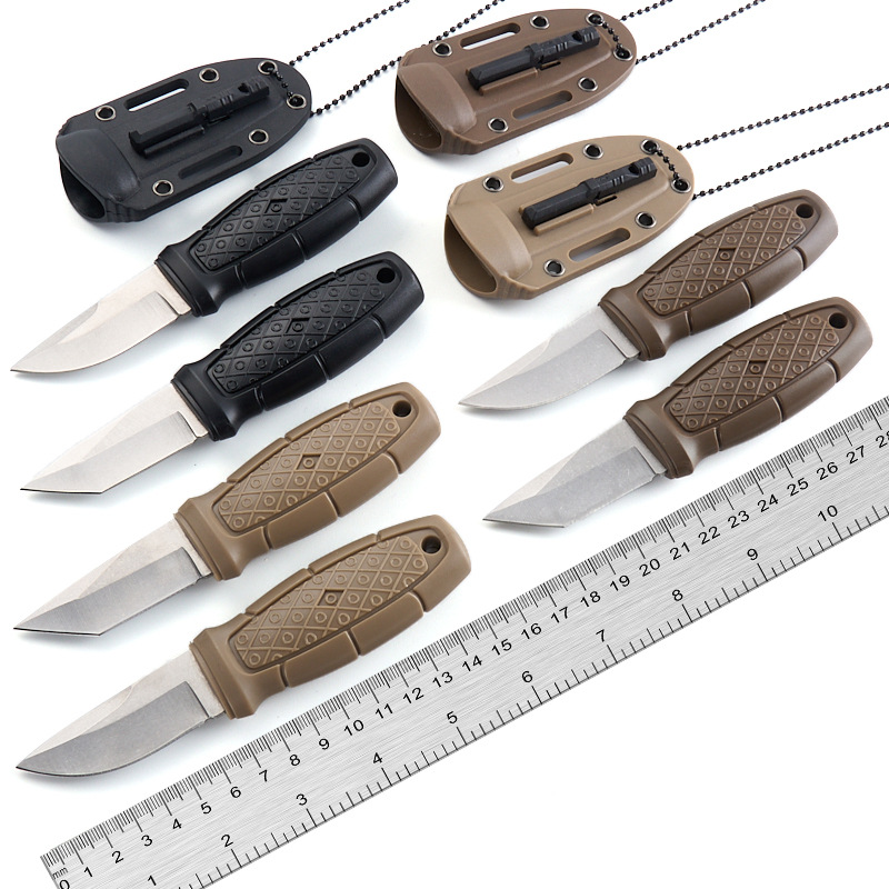 跨境热销户外露营刀具防身小直刀随身挂脖小刀迷你小刀锋利水果刀