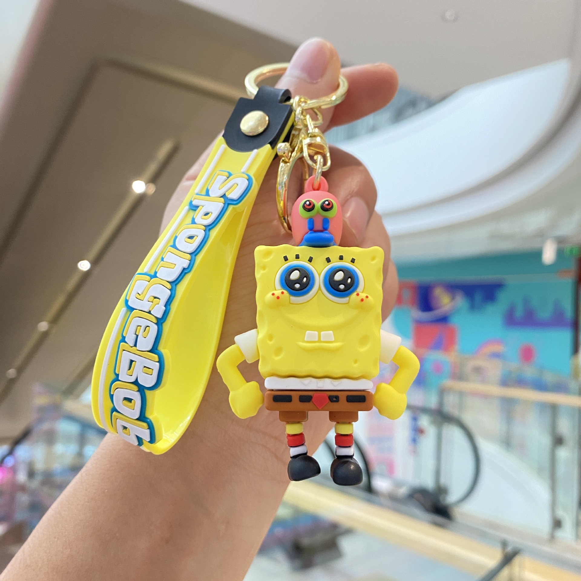 Esponja de dibujos animados bebé llavero lindo Paida estrella muñeca colgante par bolsa apertura temporada coche pequeño regalo