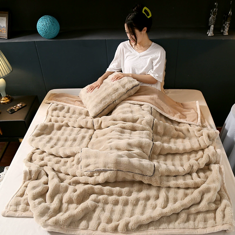 Plush pillow, folding duvet for sleep, increased thickness, 2 in 1