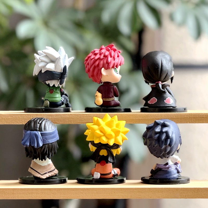 Коллекционная набор фигур Naruto Chibi, 6 штук PVC в позах сидя, фигуры 6.5 см