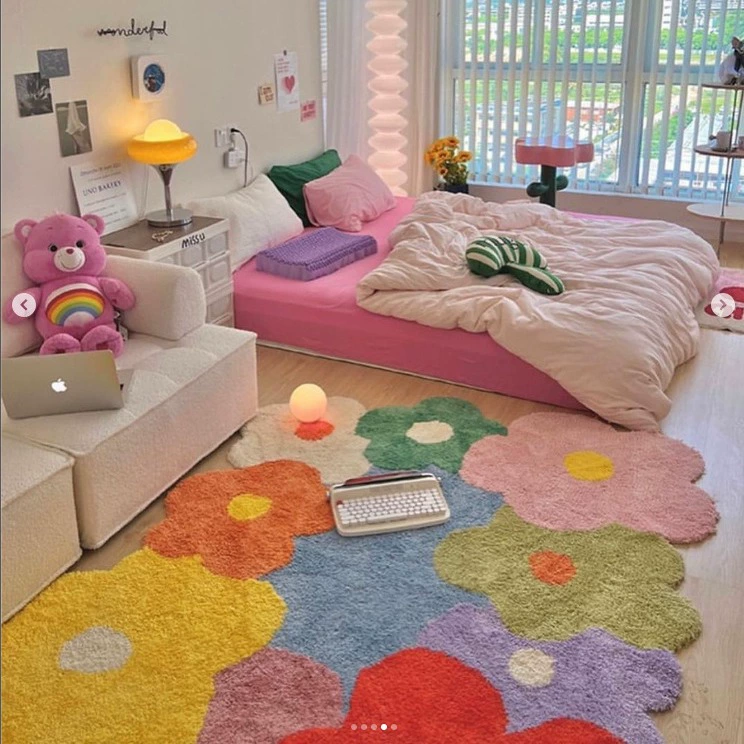 Children's carpet for bed, erasable game mat, reading, flowered, increased thickness
